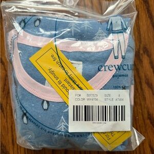 Crewcuts Blue Kids Pajama Set with Pink Trim and Penguin Print